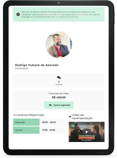 Tablet com a imagem do sistema.